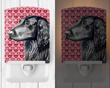 Load image into Gallery viewer, Flat Coated Retriever Hearts Love and Valentine's Day Portrait Ceramic Night Light LH9141CNL