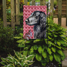 Load image into Gallery viewer, Flat Coated Retriever Hearts Love and Valentine's Day Portrait Garden Flag – Decorative Outdoor Yard Flag