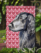 Load image into Gallery viewer, Flat Coated Retriever Hearts Love and Valentine's Day Portrait Garden Flag – Decorative Outdoor Yard Flag