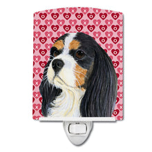 Load image into Gallery viewer, Cavalier Spaniel Hearts Love and Valentine's Day Portrait Ceramic Night Light LH9144CNL