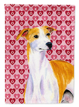 Load image into Gallery viewer, Whippet Hearts Love and Valentine's Day Portrait Garden Flag – Decorative Outdoor Yard Flag