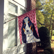 Load image into Gallery viewer, Basset Hound Hearts Love and Valentine's Day Portrait Flag Canvas House Size