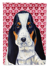Load image into Gallery viewer, Basset Hound Hearts Love and Valentine's Day Portrait Flag Canvas House Size