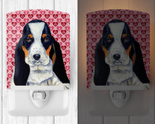 Load image into Gallery viewer, Basset Hound Hearts Love and Valentine's Day Portrait Ceramic Night Light LH9149CNL