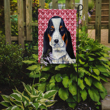 Load image into Gallery viewer, Basset Hound Hearts Love and Valentine's Day Portrait Garden Flag – Decorative Outdoor Yard Flag