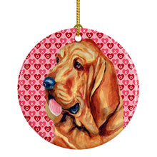 Load image into Gallery viewer, Bloodhound Valentine's Love and Hearts Ceramic Ornament