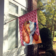 Load image into Gallery viewer, Basset Hound Hearts Love and Valentine's Day Portrait Flag Canvas House Size