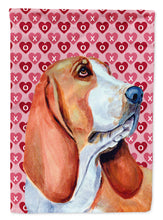 Load image into Gallery viewer, Basset Hound Hearts Love and Valentine's Day Portrait Flag Canvas House Size