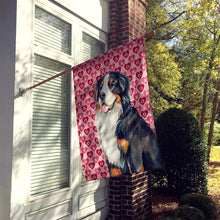 Load image into Gallery viewer, Bernese Mountain Dog Hearts Love and Valentine's Day  Flag Canvas House Size