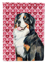 Load image into Gallery viewer, Bernese Mountain Dog Hearts Love and Valentine's Day Portrait Garden Flag – Decorative Outdoor Yard Flag