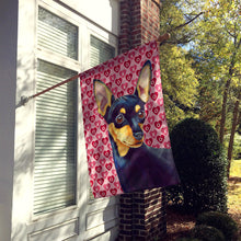 Load image into Gallery viewer, Min Pin Hearts Love and Valentine's Day Portrait Flag Canvas House Size