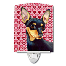 Load image into Gallery viewer, Min Pin Hearts Love and Valentine's Day Portrait Ceramic Night Light LH9155CNL