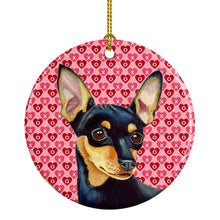 Load image into Gallery viewer, Min Pin Valentine's Love and Hearts Ceramic Ornament