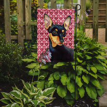 Load image into Gallery viewer, Min Pin Hearts Love and Valentine's Day Portrait Garden Flag – Decorative Outdoor Yard Flag