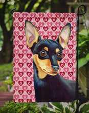 Load image into Gallery viewer, Min Pin Hearts Love and Valentine's Day Portrait Garden Flag – Decorative Outdoor Yard Flag