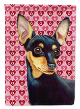 Load image into Gallery viewer, Min Pin Hearts Love and Valentine's Day Portrait Garden Flag – Decorative Outdoor Yard Flag