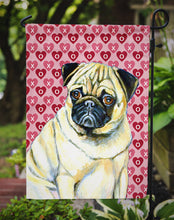 Load image into Gallery viewer, Pug Hearts Love and Valentine's Day Portrait Garden Flag – Decorative Outdoor Yard Flag