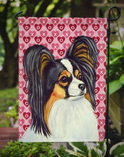 Load image into Gallery viewer, Papillon Hearts Love and Valentine's Day Portrait Garden Flag – Decorative Outdoor Yard Flag
