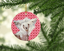 Load image into Gallery viewer, Chinese Crested Valentine's Love and Hearts Ceramic Ornament
