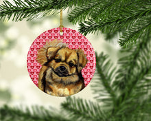 Load image into Gallery viewer, Tibetan Spaniel Valentine's Love and Hearts Ceramic Ornament