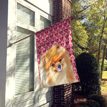 Load image into Gallery viewer, Pomeranian Hearts Love and Valentine's Day Portrait Flag Canvas House Size