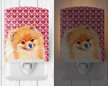 Load image into Gallery viewer, Pomeranian Hearts Love and Valentine's Day Portrait Ceramic Night Light LH9170CNL