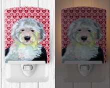 Load image into Gallery viewer, Old English Sheepdog Hearts Love and Valentine's Day Portrait Ceramic Night Light LH9171CNL