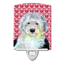 Load image into Gallery viewer, Old English Sheepdog Hearts Love and Valentine's Day Portrait Ceramic Night Light LH9171CNL