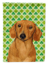 Load image into Gallery viewer, Dachshund St. Patrick's Day Shamrock Portrait Flag Canvas House Size