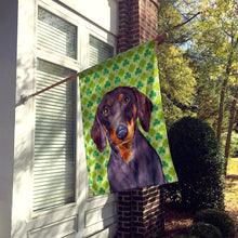 Load image into Gallery viewer, Dachshund St. Patrick's Day Shamrock Portrait Flag Canvas House Size