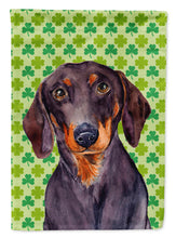 Load image into Gallery viewer, Dachshund St. Patrick's Day Shamrock Portrait Garden Flag – Decorative Outdoor Yard Flag