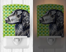 Load image into Gallery viewer, Flat Coated Retriever St. Patrick's Day Shamrock Portrait Ceramic Night Light LH9186CNL