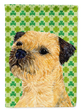 Load image into Gallery viewer, Border Terrier St. Patrick's Day Shamrock Portrait Garden Flag – Decorative Outdoor Yard Flag