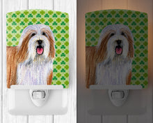 Load image into Gallery viewer, Bearded Collie St. Patrick's Day Shamrock Portrait Ceramic Night Light LH9195CNL