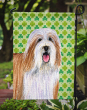 Load image into Gallery viewer, Bearded Collie St. Patrick's Day Shamrock Portrait Garden Flag – Decorative Outdoor Yard Flag