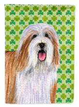 Load image into Gallery viewer, Bearded Collie St. Patrick's Day Shamrock Portrait Garden Flag – Decorative Outdoor Yard Flag