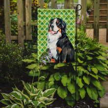 Load image into Gallery viewer, Bernese Mountain Dog St. Patrick's Day Shamrock Portrait Garden Flag – Decorative Outdoor Yard Flag