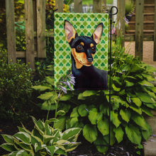 Load image into Gallery viewer, Min Pin St. Patrick's Day Shamrock Portrait Garden Flag – Decorative Outdoor Yard Flag