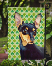 Load image into Gallery viewer, Min Pin St. Patrick's Day Shamrock Portrait Garden Flag – Decorative Outdoor Yard Flag