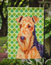Load image into Gallery viewer, Airedale St. Patrick's Day Shamrock Portrait Garden Flag – Decorative Outdoor Yard Flag