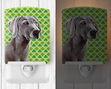 Load image into Gallery viewer, Weimaraner St. Patrick's Day Shamrock Portrait Ceramic Night Light LH9206CNL