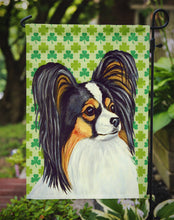 Load image into Gallery viewer, Papillon St. Patrick's Day Shamrock Portrait Garden Flag – Decorative Outdoor Yard Flag