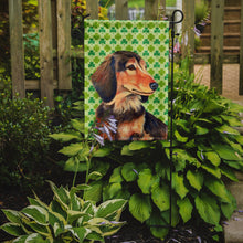 Load image into Gallery viewer, Dachshund St. Patrick's Day Shamrock Portrait Garden Flag – Decorative Outdoor Yard Flag