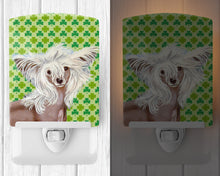 Load image into Gallery viewer, Chinese Crested St. Patrick's Day Shamrock Portrait Ceramic Night Light LH9212CNL