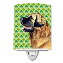 Load image into Gallery viewer, Leonberger St. Patrick's Day Shamrock Portrait Ceramic Night Light LH9213CNL