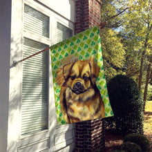 Load image into Gallery viewer, Tibetan Spaniel St. Patrick's Day Shamrock Portrait Flag Canvas House Size
