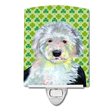 Load image into Gallery viewer, Old English Sheepdog St. Patrick's Day Shamrock Portrait Ceramic Night Light LH9216CNL