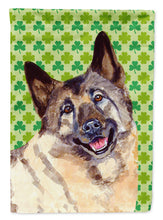Load image into Gallery viewer, Norwegian Elkhound St. Patrick's Day Shamrock Portrait Garden Flag – Decorative Outdoor Yard Flag