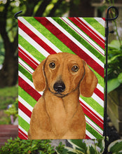 Load image into Gallery viewer, Dachshund Candy Cane Holiday Christmas  Garden Flag – Decorative Outdoor Yard Flag