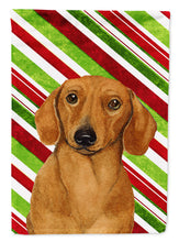 Load image into Gallery viewer, Dachshund Candy Cane Holiday Christmas  Garden Flag – Decorative Outdoor Yard Flag